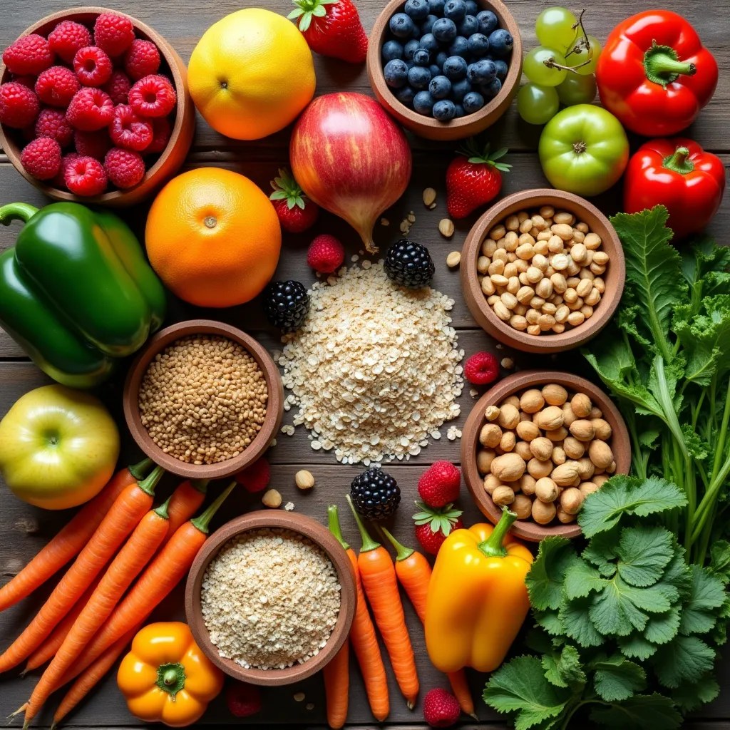 Aranjament de fructe, legume și cereale